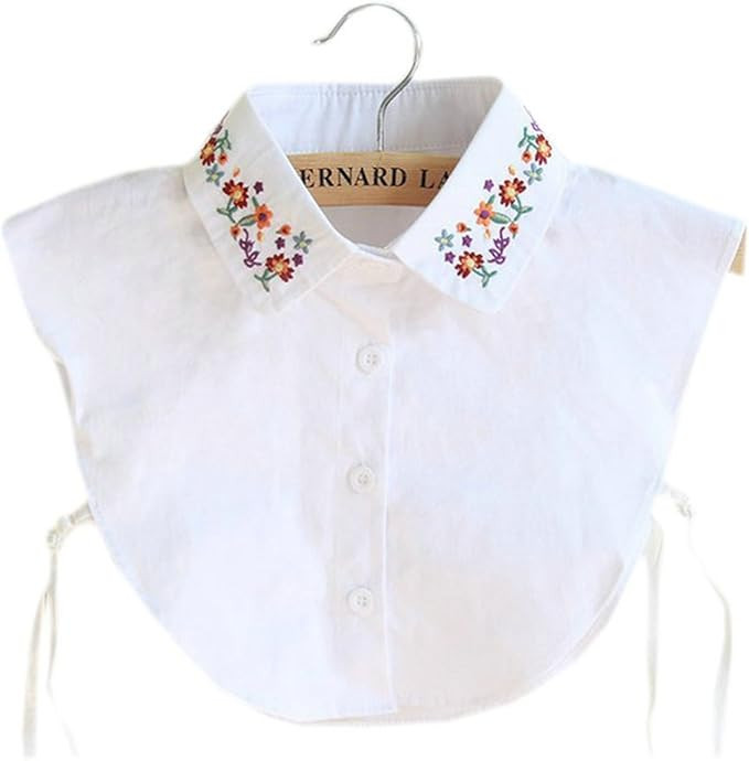 Joyci Pure Cotton Embroidery Flower Detachable Dickey Blouse False Collar | Amazon (US)