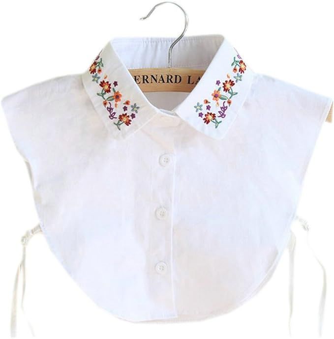 Joyci Pure Cotton Embroidery Flower Detachable Dickey Blouse False Collar | Amazon (US)