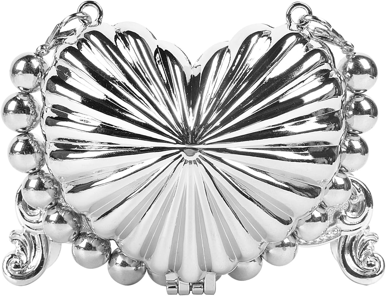 QZUnique Mini Heart Evening Bag, Metal Purse Crossbody Handbag for Girl Kids, Women Shoulder Bag ... | Amazon (US)