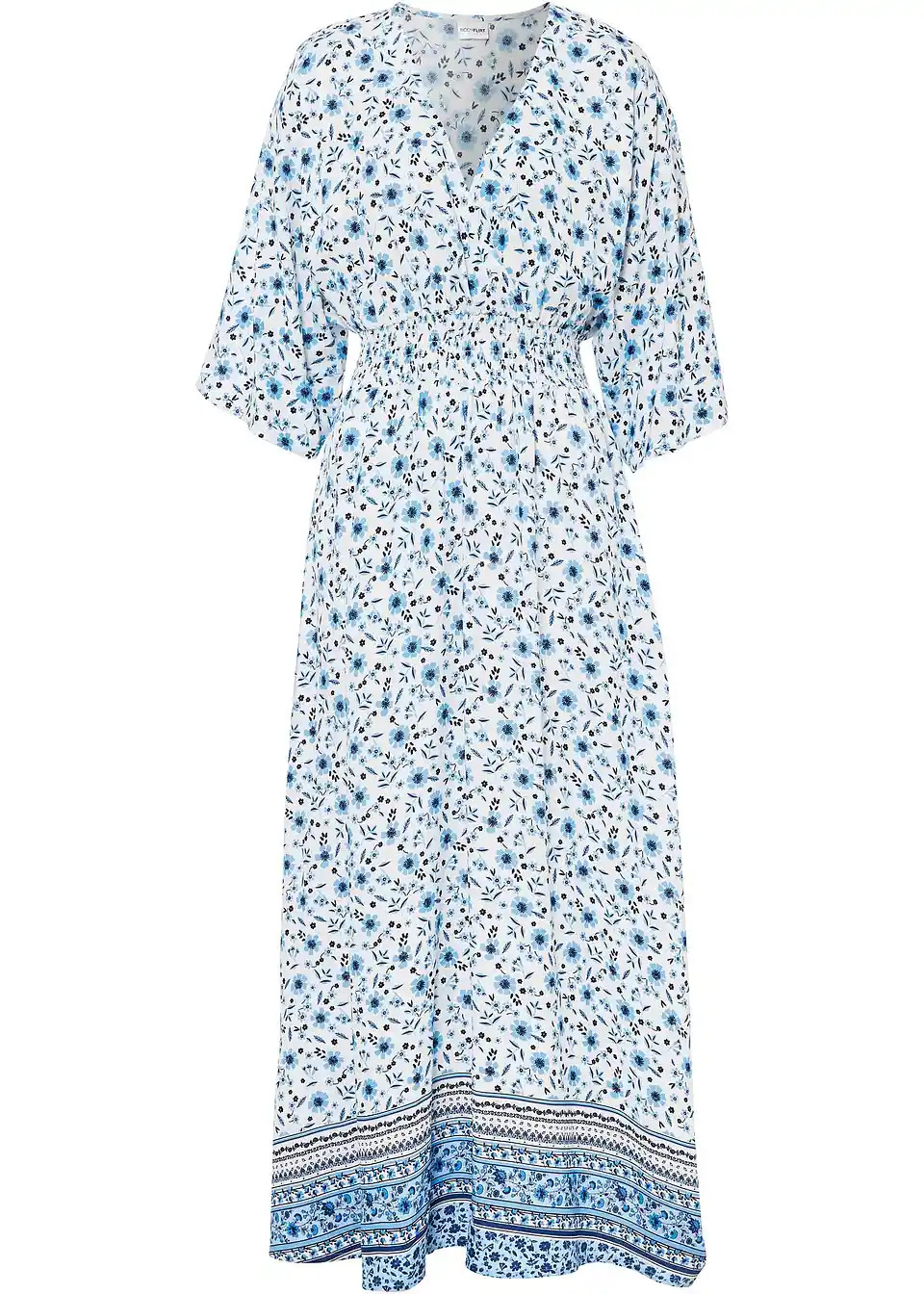geschmackvolles Maxikleid mit wundersch\u00f6nem Druck - blau, Regul\u00e4r | Bonprix DE
