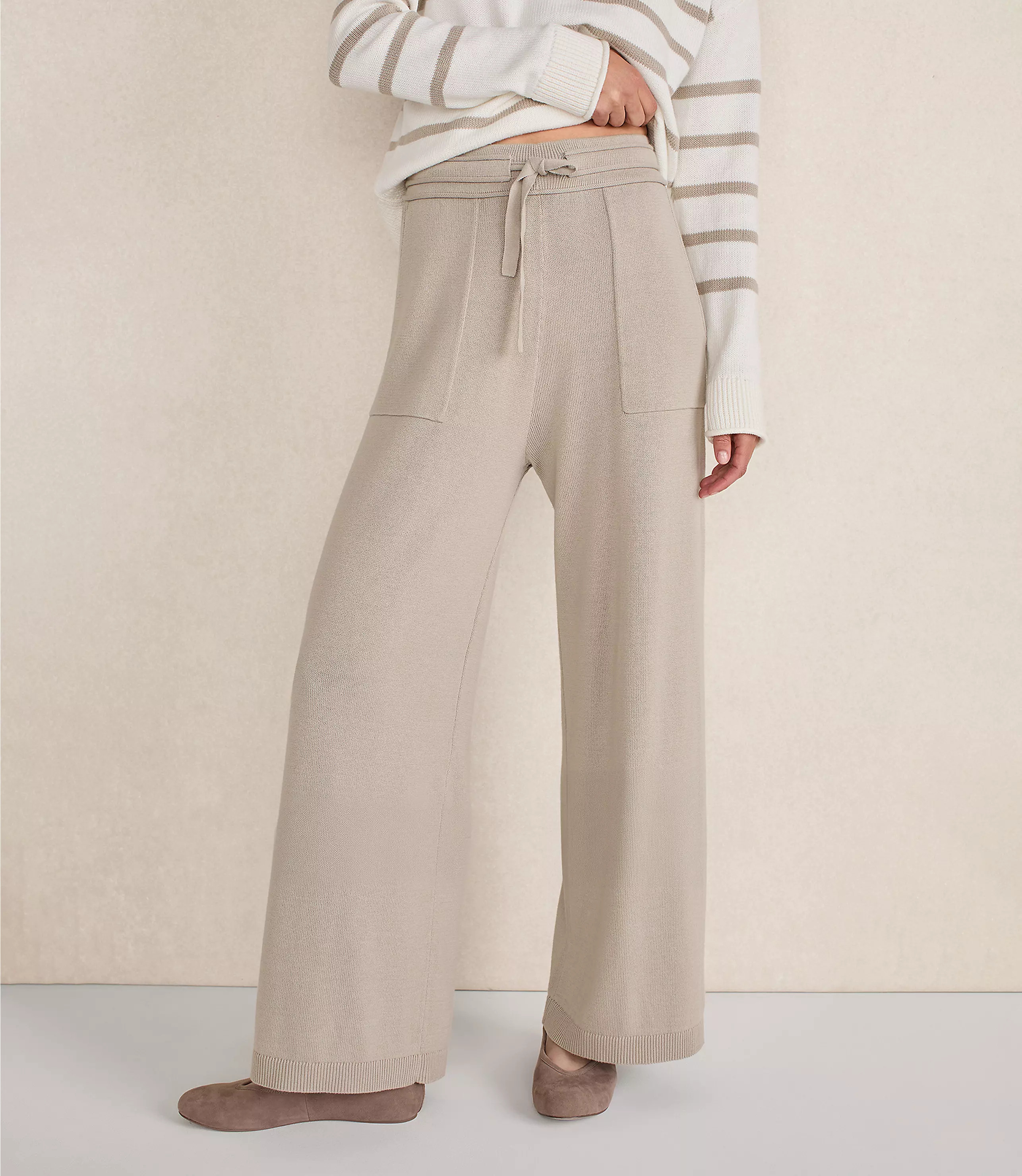 Haven Well Within Organic Cotton Knit Wide Leg Pants | LOFT