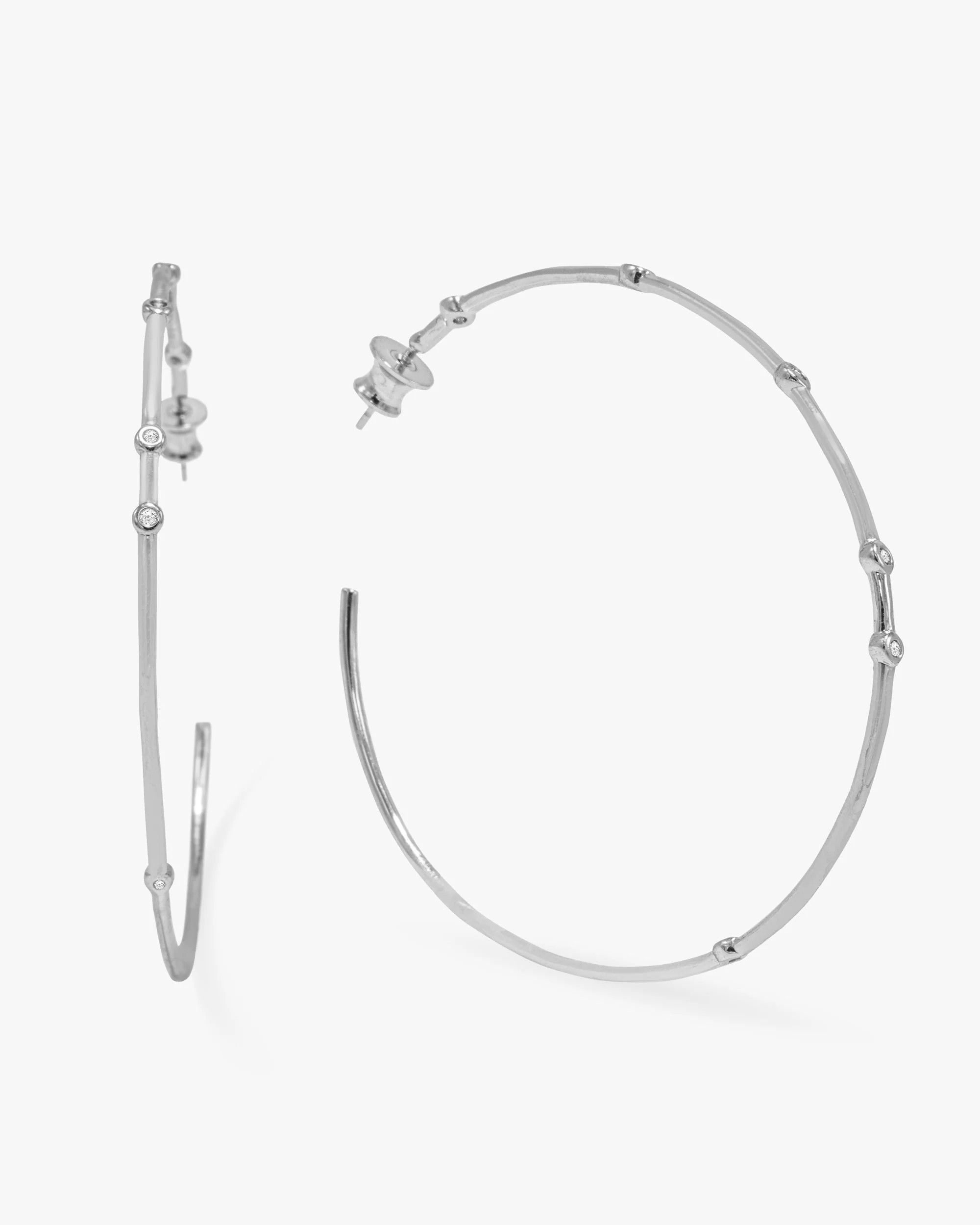 Big Ass Hoops 2.5"" - Silver|White Diamondettes | Melinda Maria Jewelry
