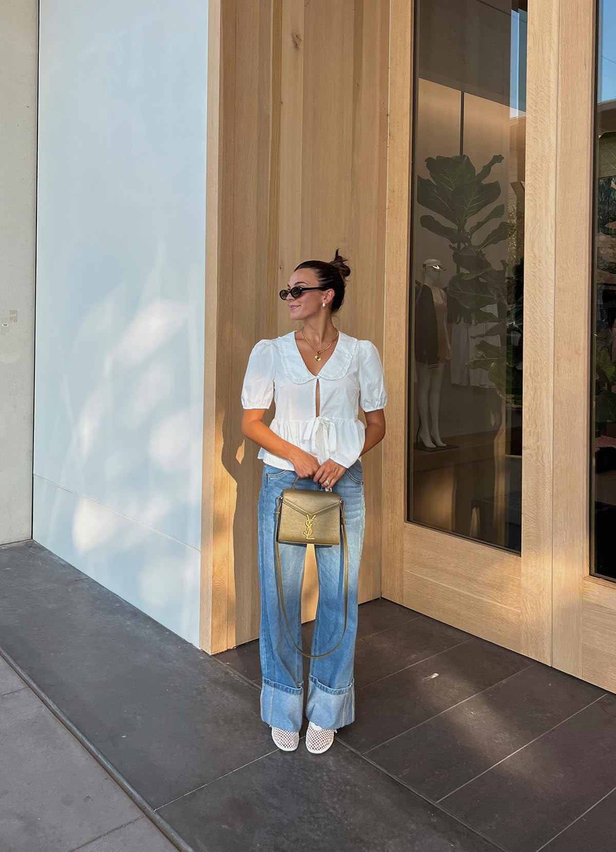 POHADON Women Cute Tie Front Summer Tops Ruffle Hem Babydoll Puff Short Sleeve Shirts Going Out T... | Amazon (US)