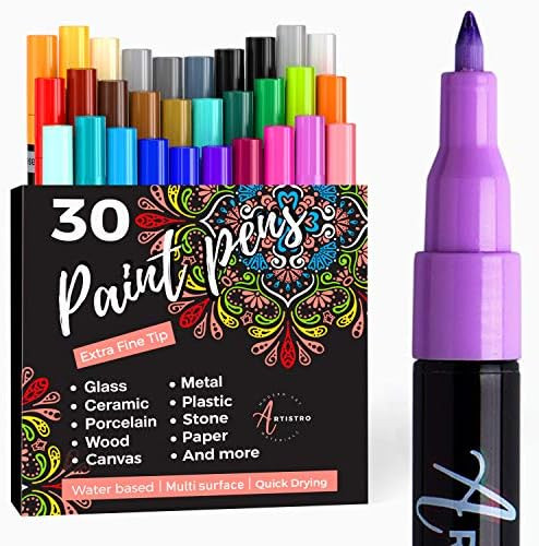 Acrylic Paint Pens for Rock, Stone, Ceramic, Glass, Mugs, Wood, Metal, Fabric, Canvas (30 Pack) 2... | Amazon (US)