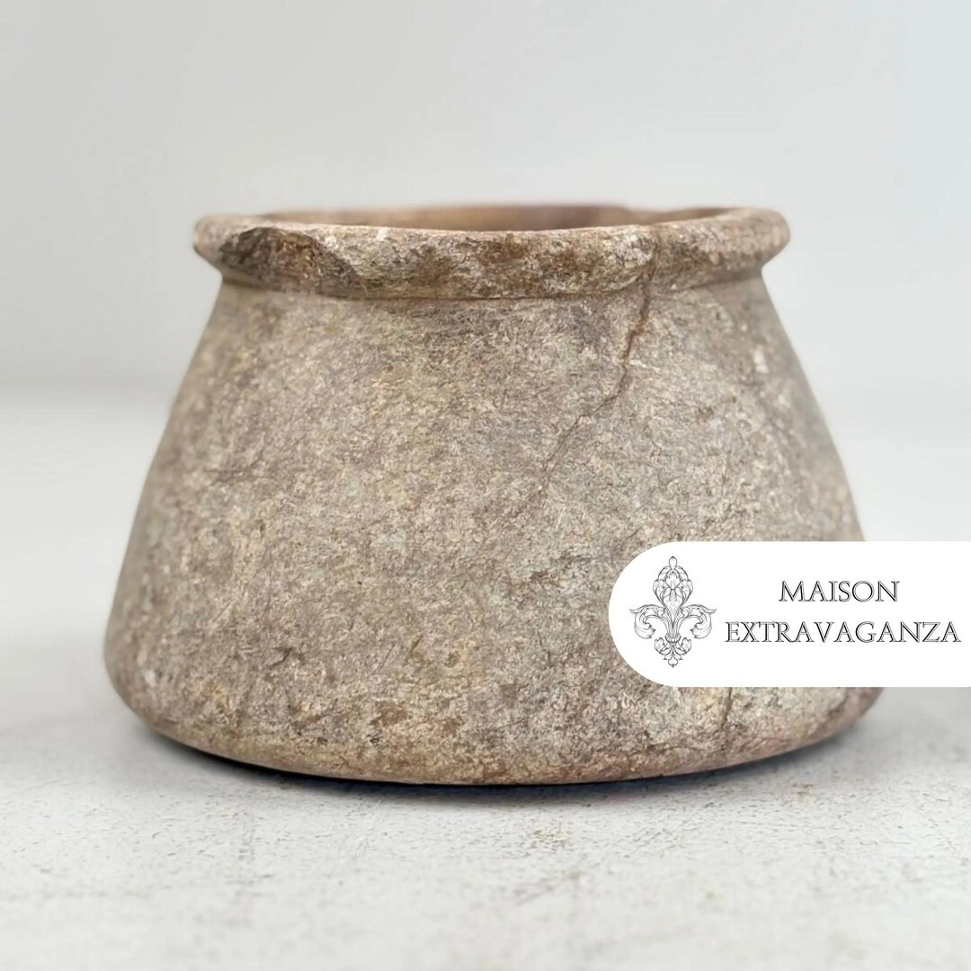 Stoneware Vessel Pickle Pot - Dharnai India, Stone Bowl, Stone Bowl, Stoneware Vessel, Handcrafte... | Etsy (US)