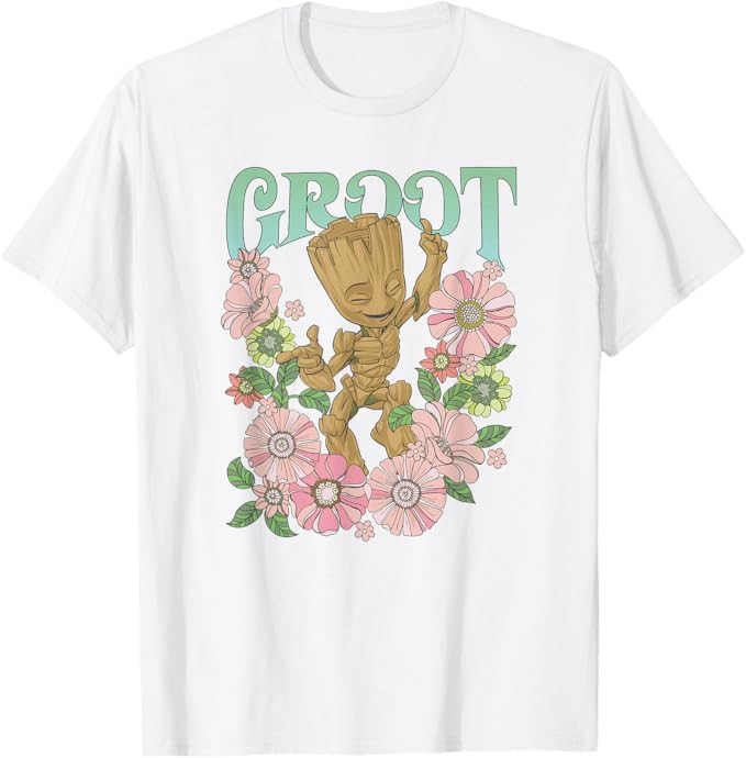 Marvel Guardians of The Galaxy Groot Floral Dance Poster T-Shirt Small | Amazon (US)