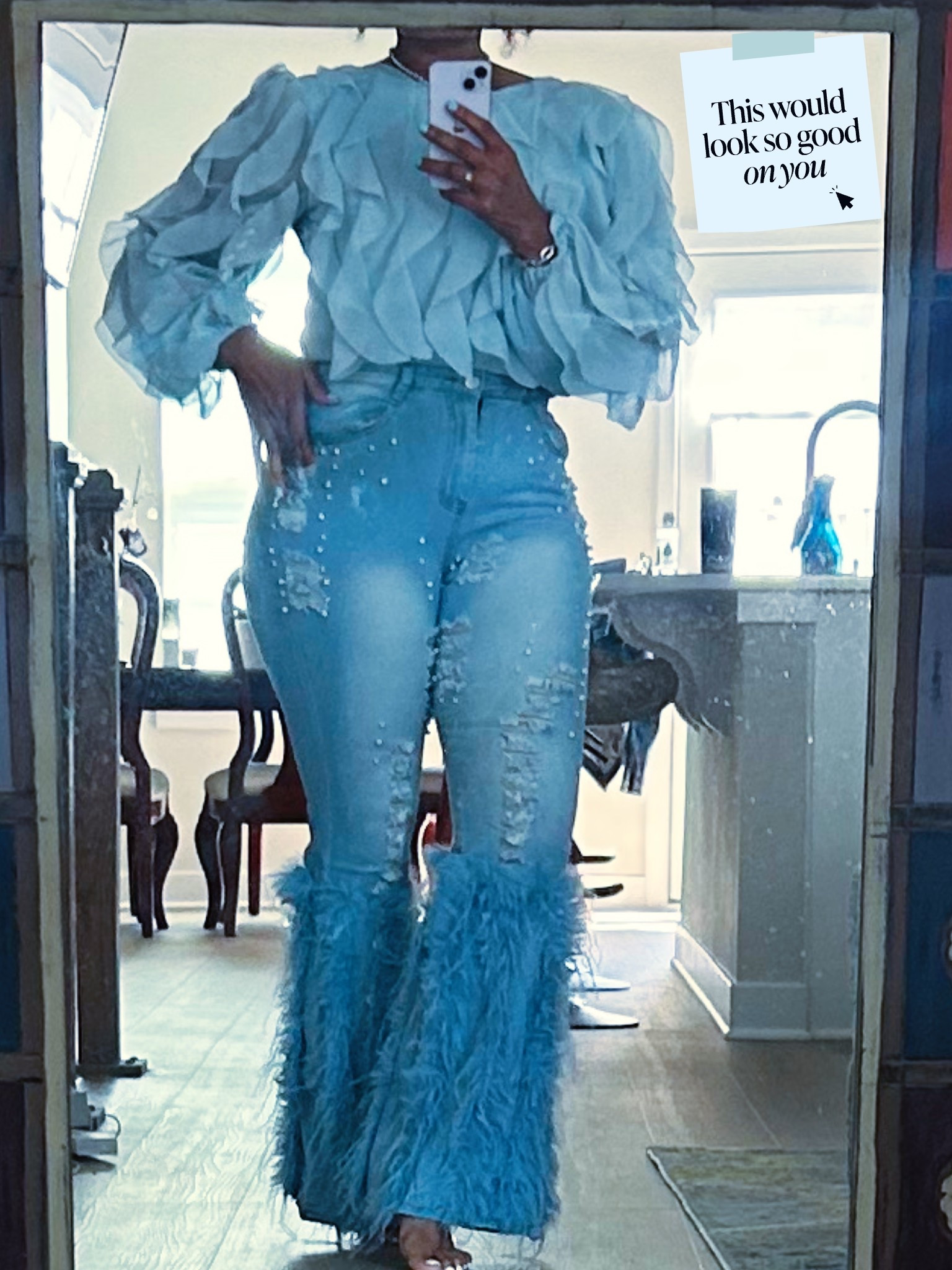 The cutest fit ever. 🥰The shirt gives dainty and sexy vibes and that’s a perfect combo for a night on the town. Either date night or hanging with the girls- this fit is sure to impress. Jeans are nice and stretchy. I’m rocking a size small.so you know the stretch is good! Shirt- size medium. Grab your unique fit today! 💅🏽💕#amazon #jeans #cute #fun 

#LTKFindsUnder100 #LTKFindsUnder50 #LTKStyleTip