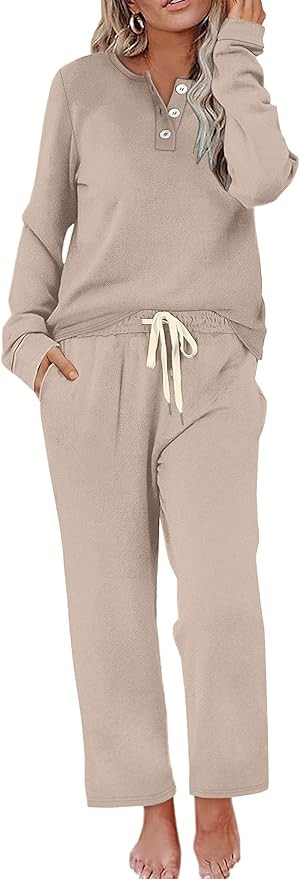 WIHOLL Lounge Sets for Women Two Piece Outfits Button Down Sweatsuit Sweatpant with Pockets Fall ... | Amazon (US)