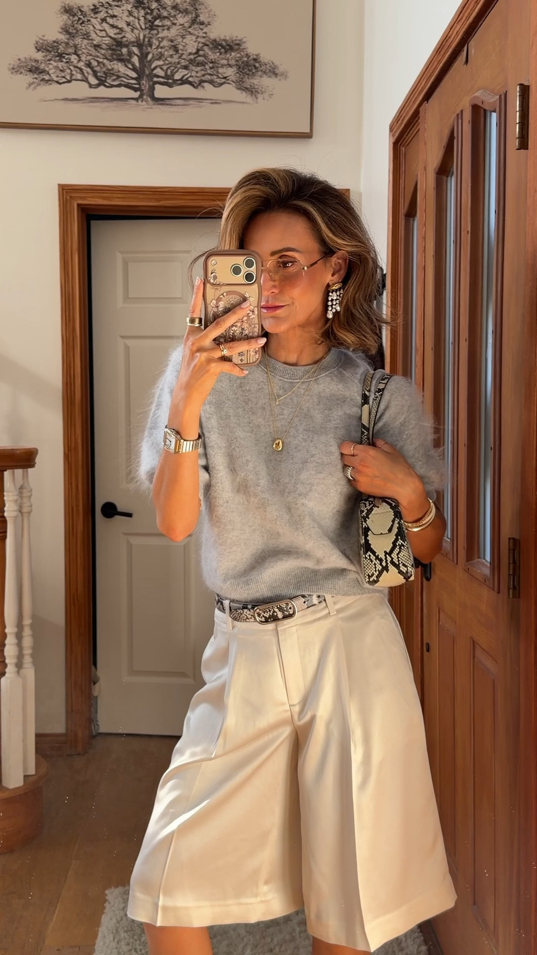 Paired my cashmere fuzzy sweater with a pair of silk long shorts and loved the driers together! Also loving bolder earrings with the short hair. 

Shirts fit very oversized, I’m usually a 2 in this brand pants and went with size 0. Snakeskin belt xs, sweater xs (also fits oversized)

#LTKootd #LTKgrwm #LTKSeasonal