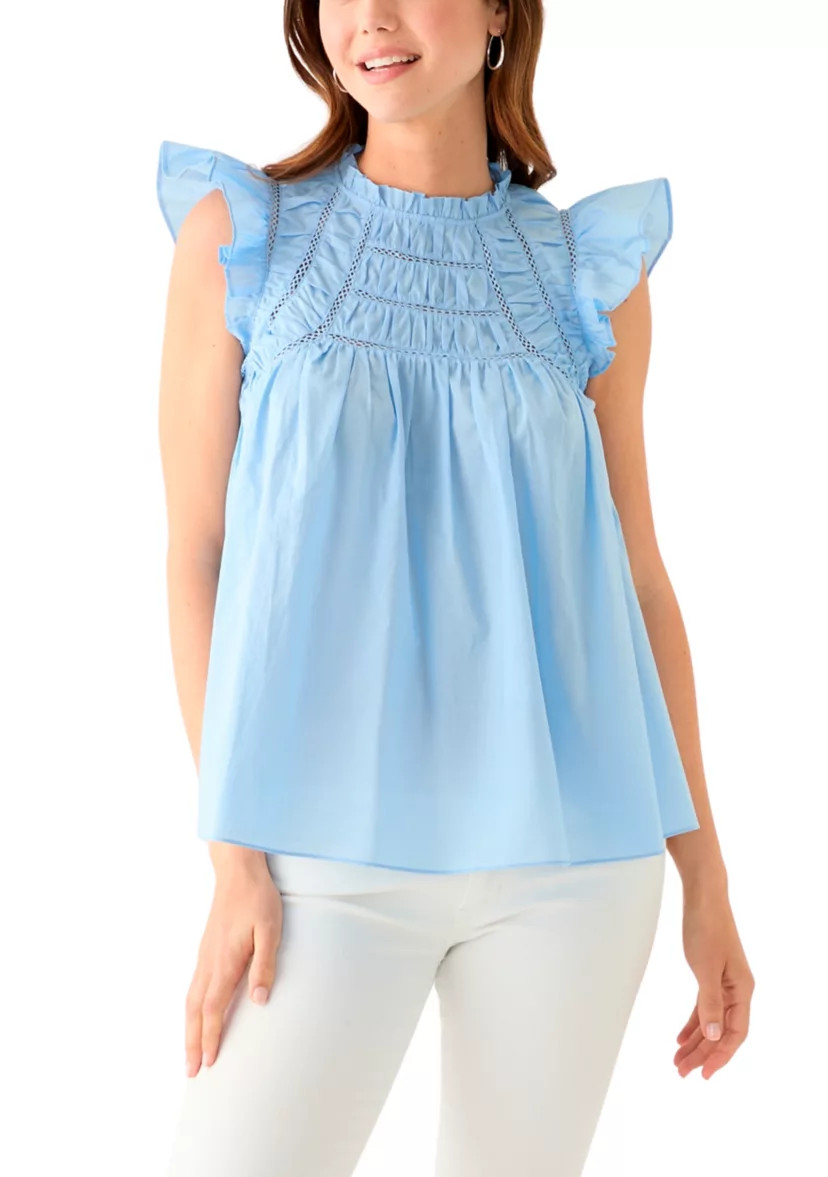 Women's Flutter Sleeve Voile Woven Top | Belk
