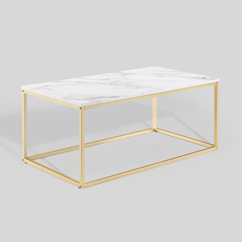 Owen Urban Open Box Frame Coffee Table Faux White Marble/Gold - Saracina Home | Target