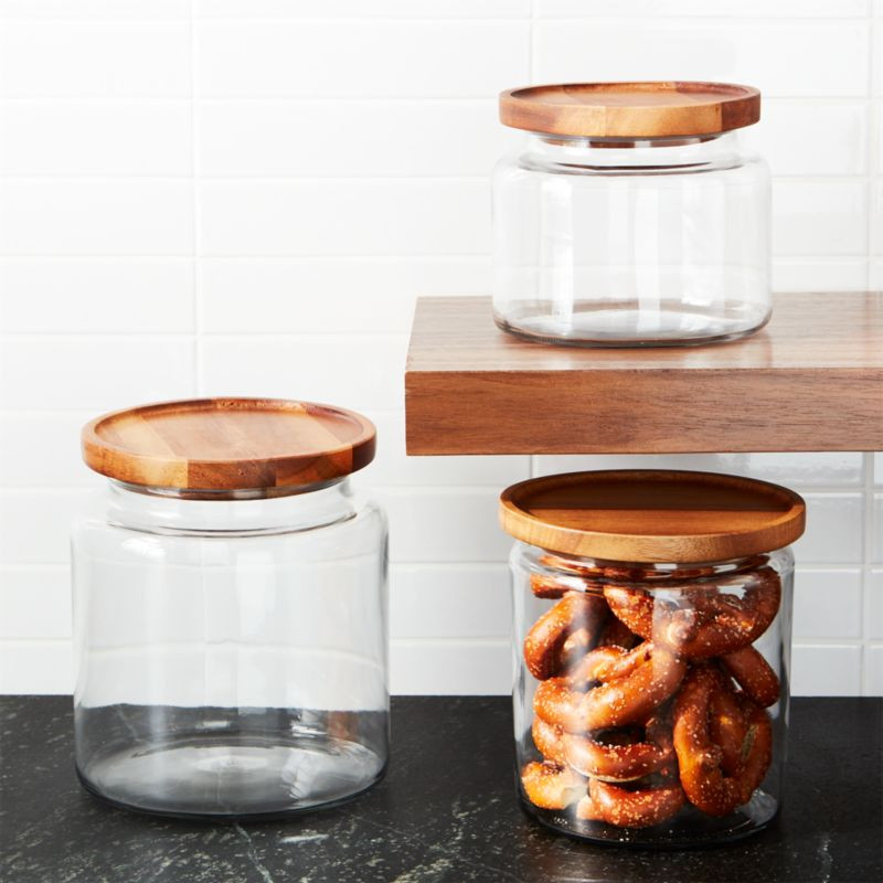 Montana Acacia and Glass Jars | Crate & Barrel | Crate & Barrel