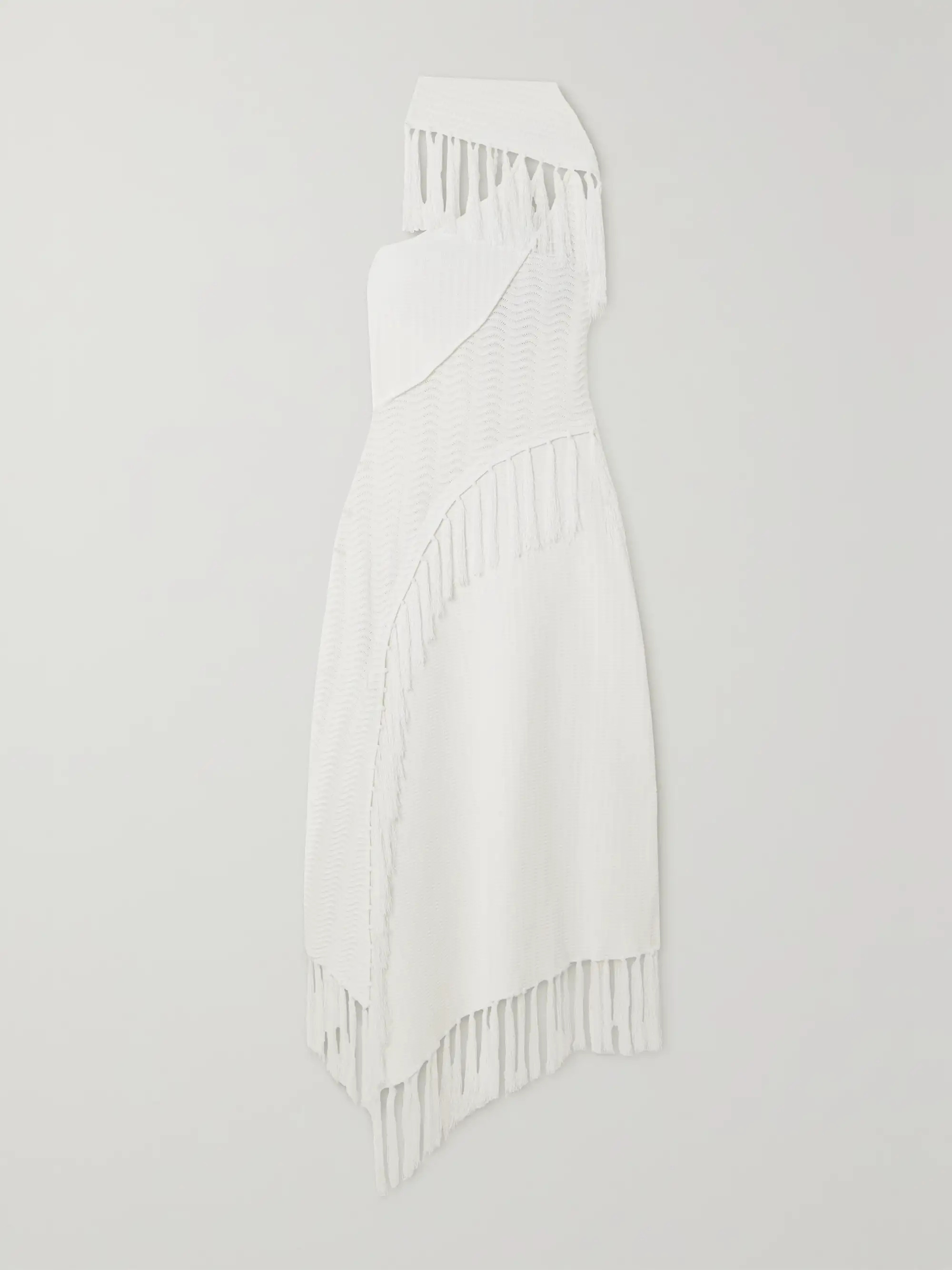 Off-white Saida one-shoulder asymmetric tasseled pointelle-knit midi dress | CULT GAIA | NET-A-PO... | NET-A-PORTER (US)