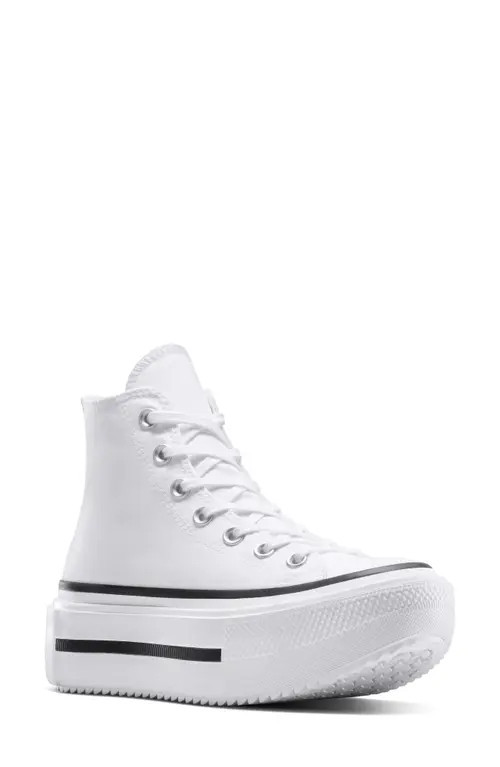 Converse Gender Inclusive Chuck Taylor All Star Lift Double Stack High Top Platform Sneaker in White/black/white at Nordstrom, Size 8 | Nordstrom