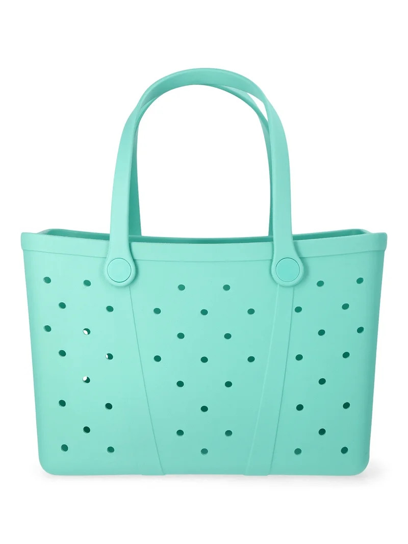 Time and Tru Women's Waterproof EVA Beach Tote Bag, Teal | Walmart (US)