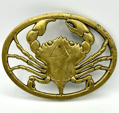 Gorham Footed Trivet Solid Brass Crab Vtg 1983 BR17 Italy Nautical Beach House | eBay | eBay US