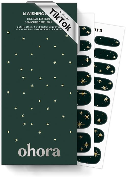 ohora Semi Cured Gel Nail Strips (N Wishing Star) - Works with Any Lamps, Salon-Quality, Long Las... | Amazon (US)