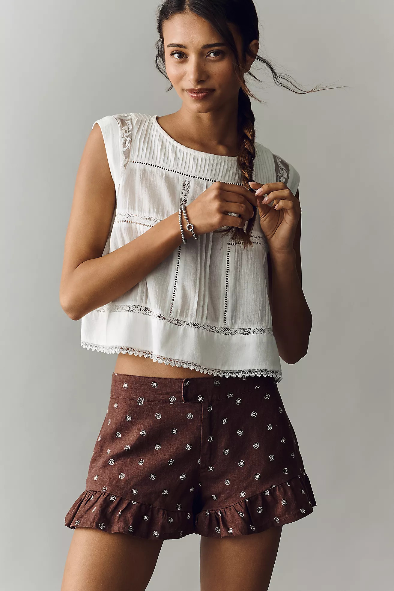 By Anthropologie Linen Ruffle Shorts | Anthropologie (US)