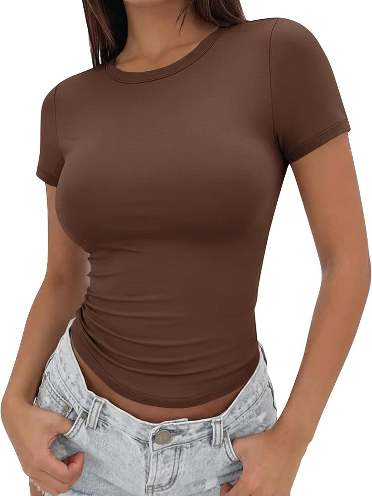 TNNZEET Basic Tees for Women Slim Fit Short Sleeve Tshirts Casual Clothes | Amazon (US)