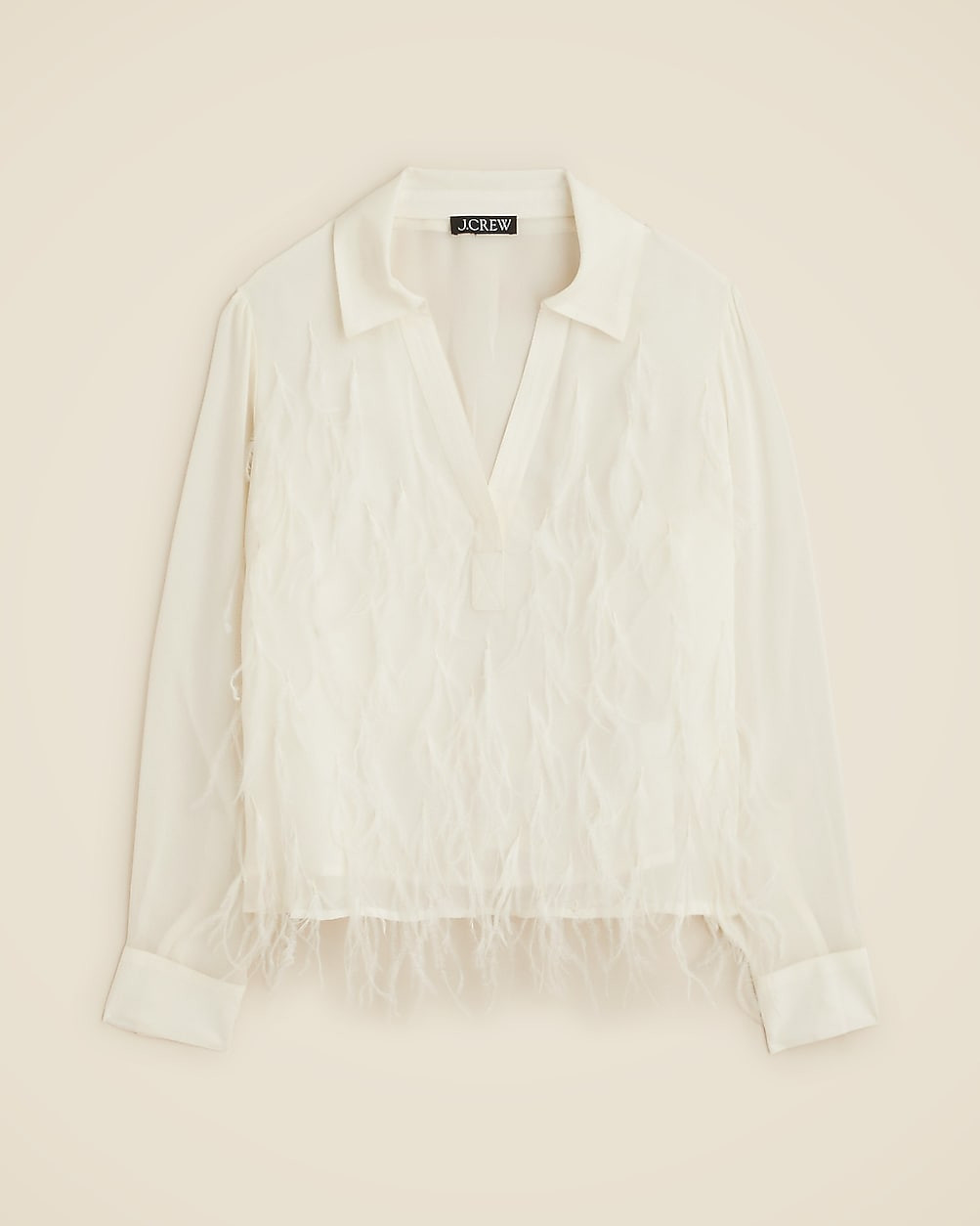 Bungalow feather-embellished top in chiffon | J. Crew US