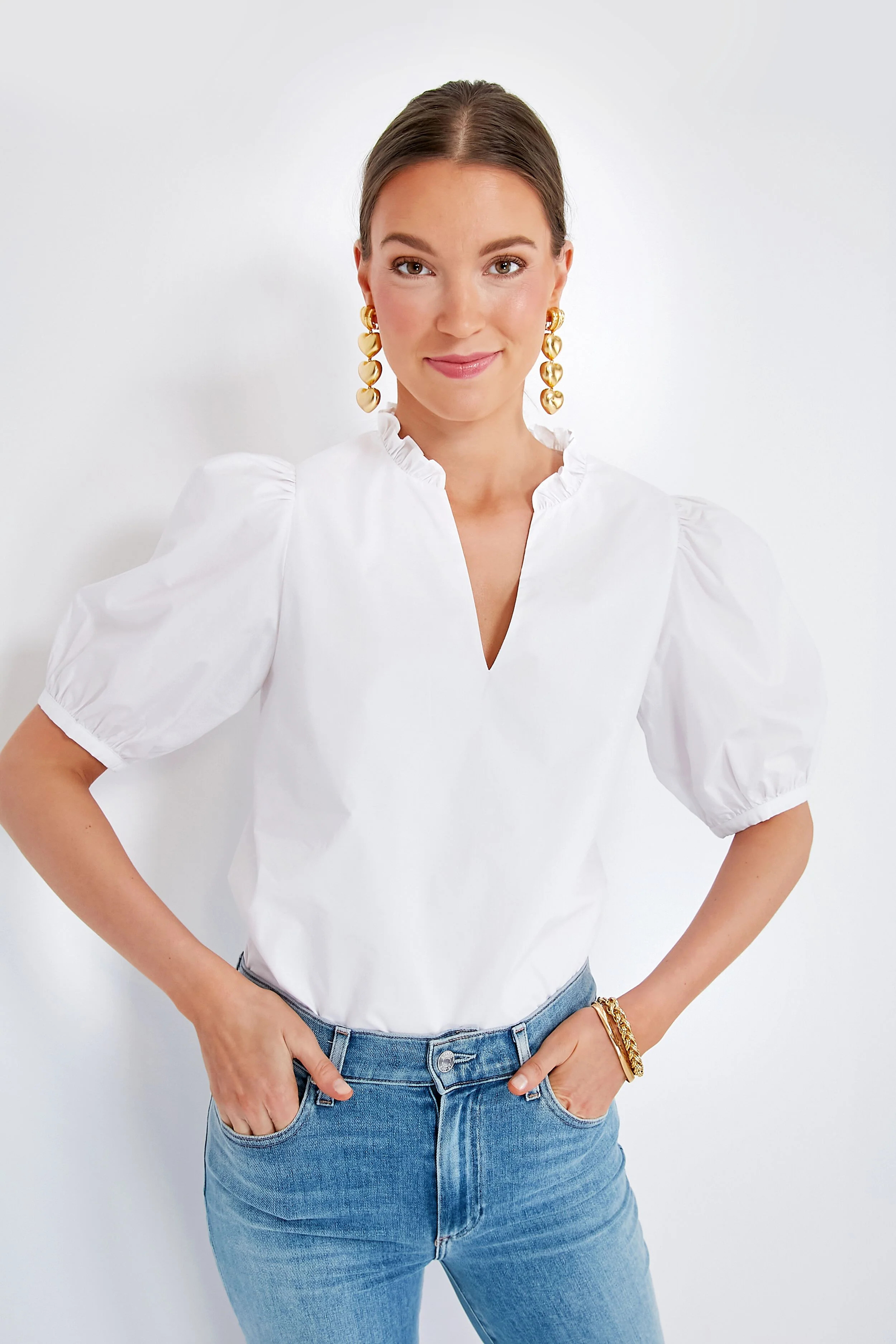 White Ruffle Leigh Blouse | Tuckernuck (US)