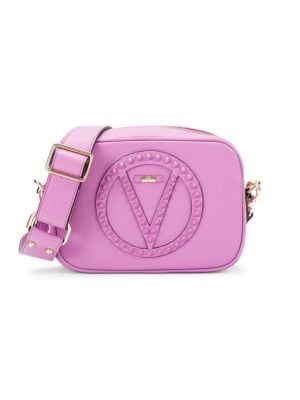 Valentino by Mario Valentino Mia Studded Logo Leather Crossbody Bag on SALE | Saks OFF 5TH | Saks Fifth Avenue OFF 5TH