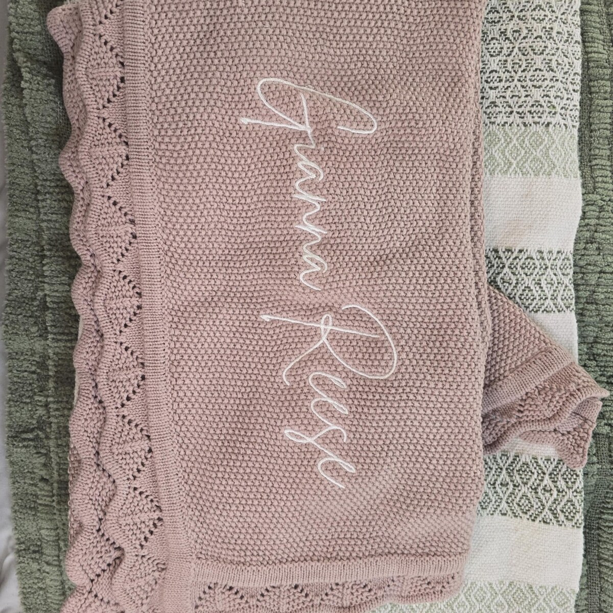 Embroidered Name Knit Blanket, Knitted Baby Name Blanket, Baby Name Blanket, Personalized Name, N... | Etsy (US)