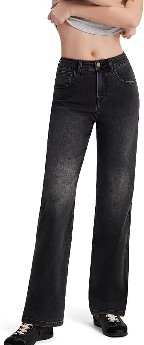 SUUKSESS Women MovaFit Straight Leg Jeans Mid-High Rise Stretch Denim Pants | Amazon (US)