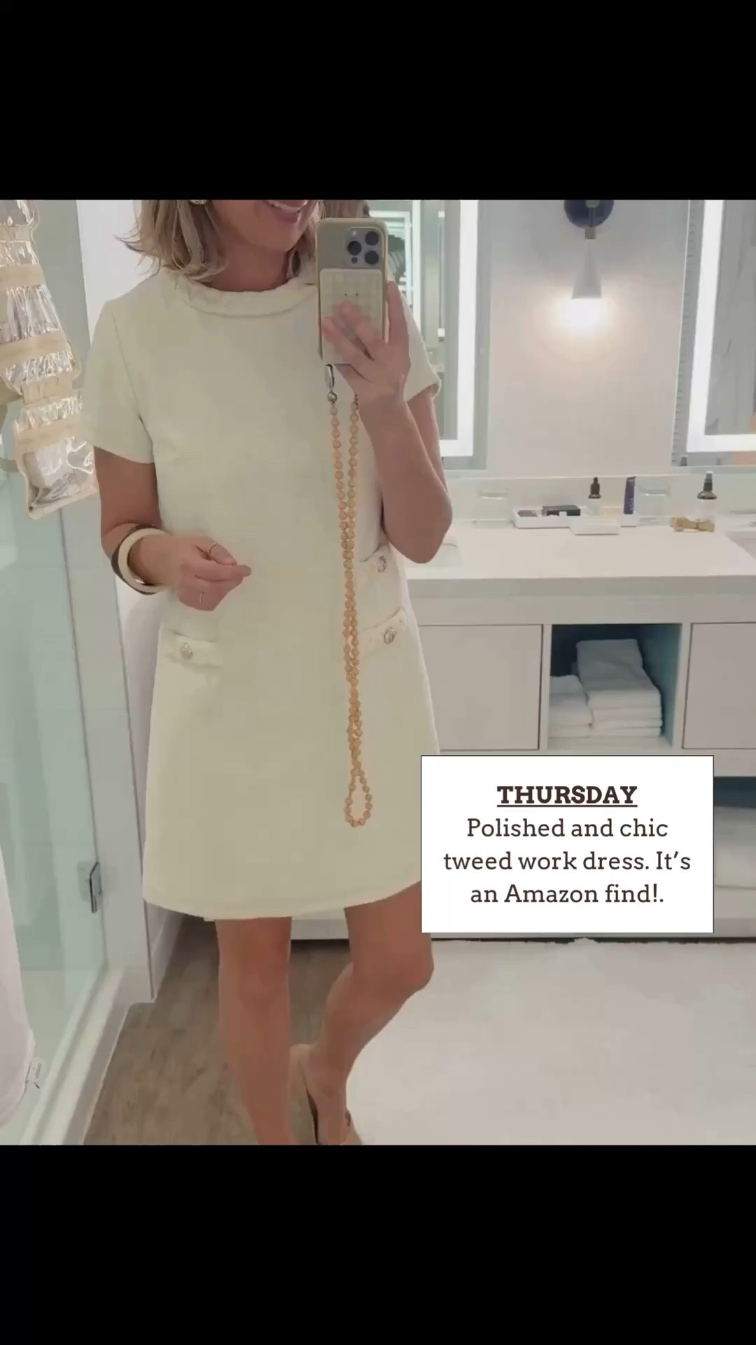 Love this polished looking tweed dress 🙌🏻🙌🏻🙌🏻🙌🏻￼

#LTKdayinmylife #LTKWorkwear #LTKTall