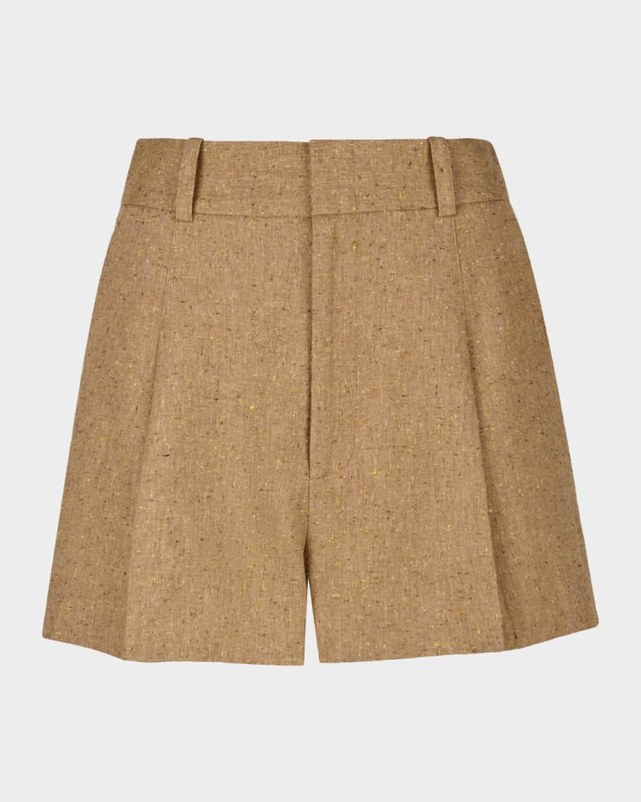 Smythe Mid-Rise Pleated Shorts | Neiman Marcus