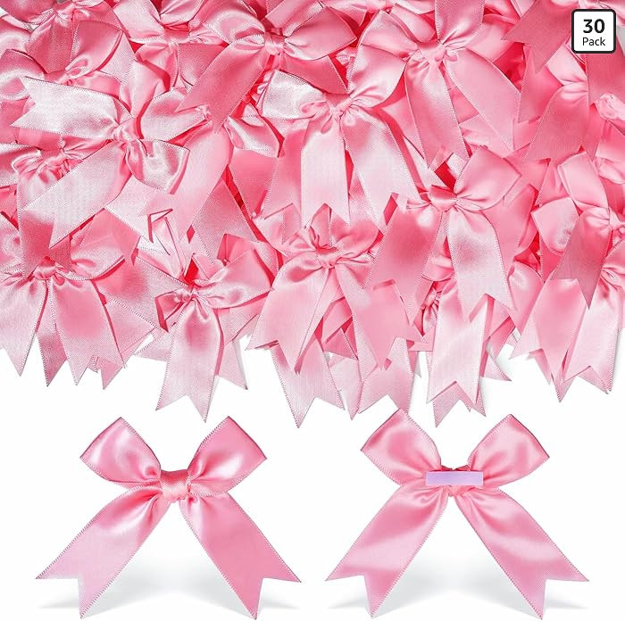 YGDZ Pink Bows, Satin Self Adhesive Pink Ribbon Bows for Crafts, Baby Pink Bow with Double-Sided ... | Amazon (US)
