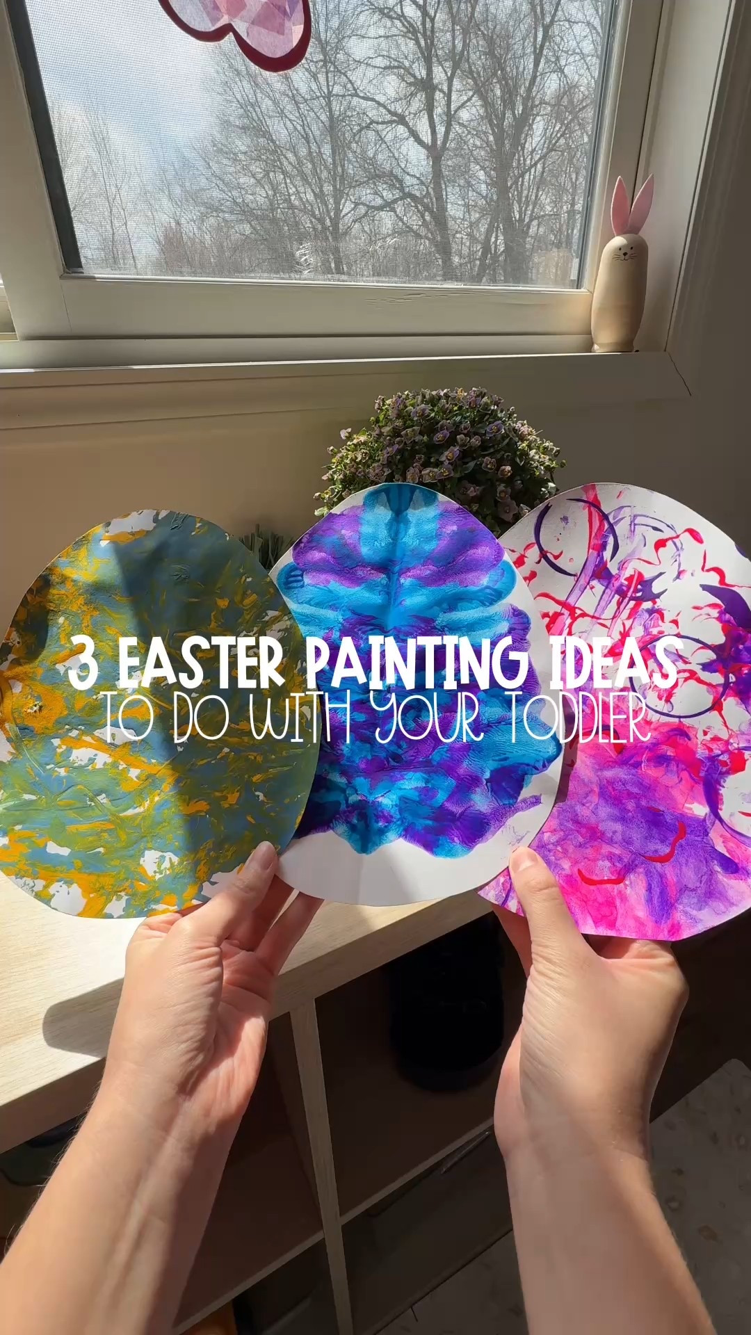 3 simple Easter painting ideas to try with your  toddler! 🐣🥚✨

Egg Shake Painting:
🥚Grab a tub, cardboard box, etc.
🥚Throw in an egg shape or bunny shape
🥚Add in some paint (I just used some mondo llama brand acrylic paint I grabbed from Target)
🥚Add in your eggs! (It might work better to add on some marbles or something inside the eggs to weigh them down a little, but if you don’t it will still work!)

Egg Fold Painting:
🐣Fold your egg shape in half
🐣Add paint to your egg (you could also add it to just 1 side!)
🐣Fold it back together
🐣Have your little one smush it to paint the egg

Plastic Egg Painting
🪺Put some paint into a container
🪺Add in a plastic Easter egg (there are so many fun shaped ones too you could try!)
🪺Have your little one stamp the eggs onto their paper

All 3 of these are so simple and easy to set up! Perfect for some last minute Easter art!✨

#toddleractivities #eastercrafts #easterfun #eastereggs #toddlerart #lowprepactivities

#LTKSeasonal #LTKKids