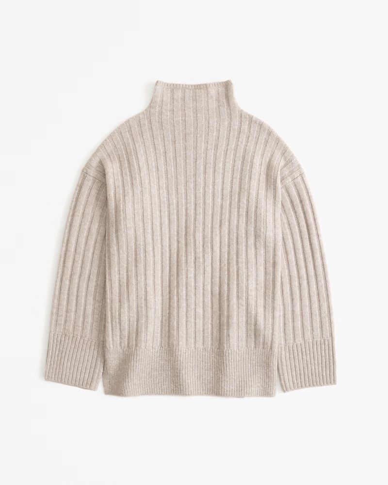 Women's Long-Length Ribbed Funnel Neck Sweater | Women's New Arrivals | Abercrombie.com | Abercrombie & Fitch (US)