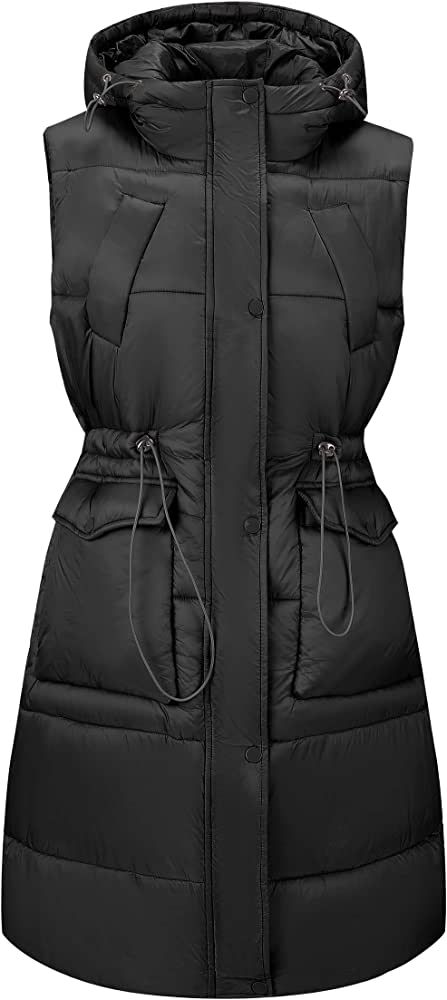 Women Long Loose Puffer Vest Quilted Hooded 2022 Fall and Winter Fashion,RISISSIDA Lightweight Pa... | Amazon (US)