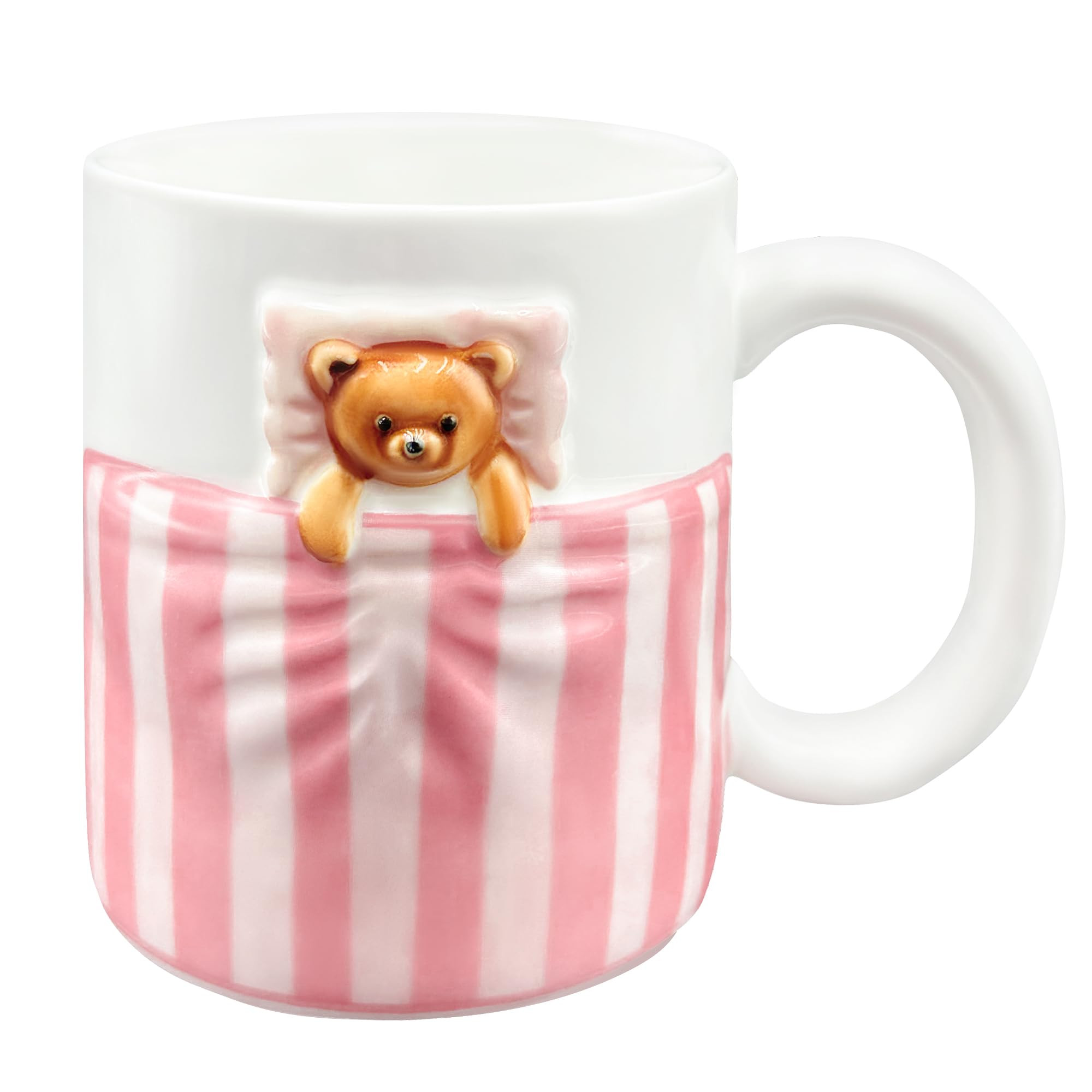 Ceramic Coffee Mug Cute 3D Cartoon Pink Bear Water Cup for Women Girls 12 oz/370 ml for Latte Tea... | Amazon (US)