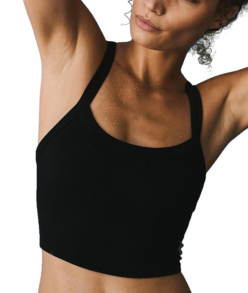 Tank Tops for Women Scoop Neck Crop Tops Athletic Workout Tops Cute Seamless Cami Ribbed Tank Top... | Amazon (US)