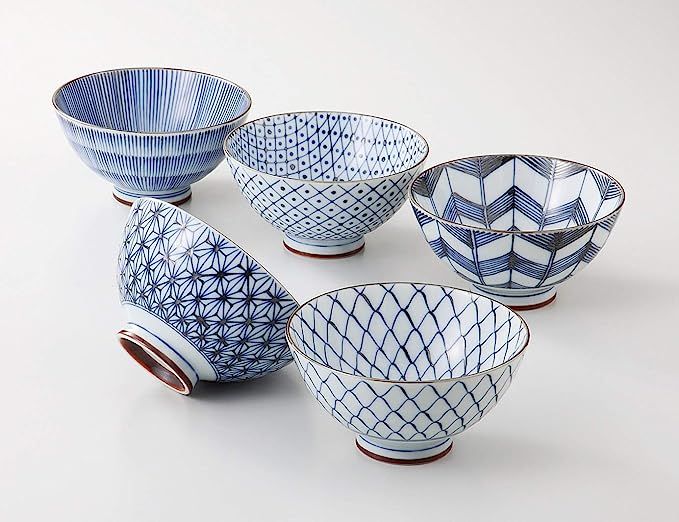 Saikai Pottery Traiditional Japanese Rice Bowls (5 bowls set) 19541 (One Pack) | Amazon (US)