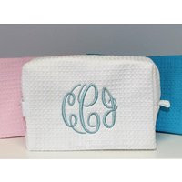 Monogrammed Waffle Weave Make Up Bag | Etsy (US)