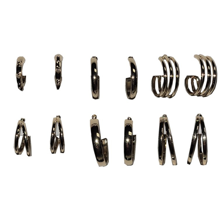 Time and Tru Women's Fashion Dainty 6 Pairs of Imitation Gold All Metal Hoops. | Walmart (US)
