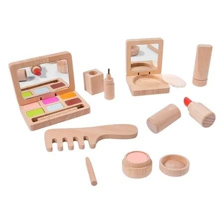 Kids Pretend Play Makeup Set Wooden Makeup Toys Pretend Wood Beauty Salon Toys Set Pretend Makeup... | Walmart (US)