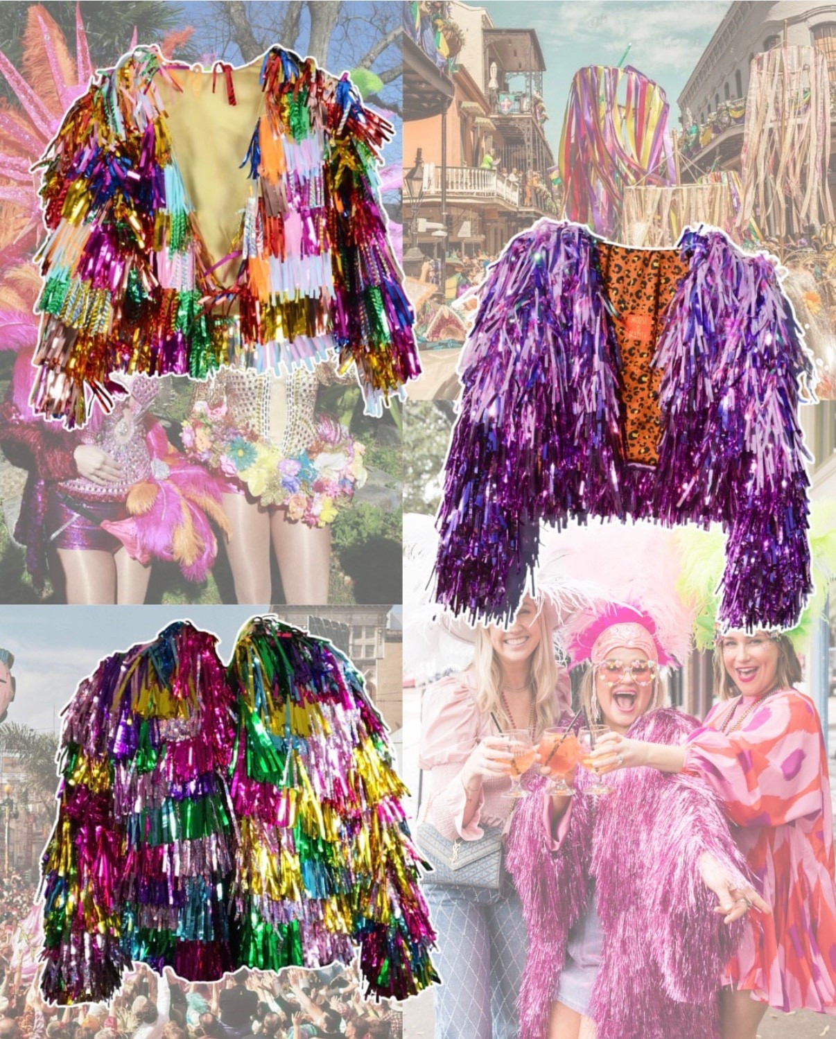 ETSY has the best tinsel jacket finds!!! Linked a few I have and love! #mardigras 