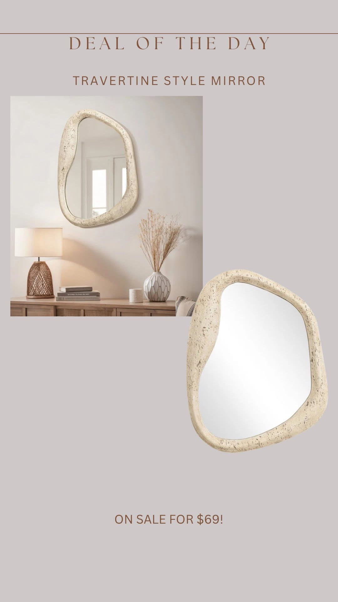 Travertine style mirror only $69! 

#LTKHome #LTKSaleAlert #LTKFindsUnder100