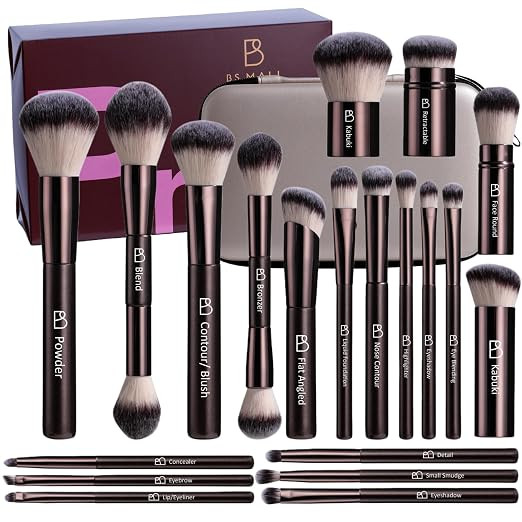 Professional Makeup Brush Set BS-MALL with Travel Case, 20PCS Synthetic Makeup Brushes for Founda... | Amazon (US)