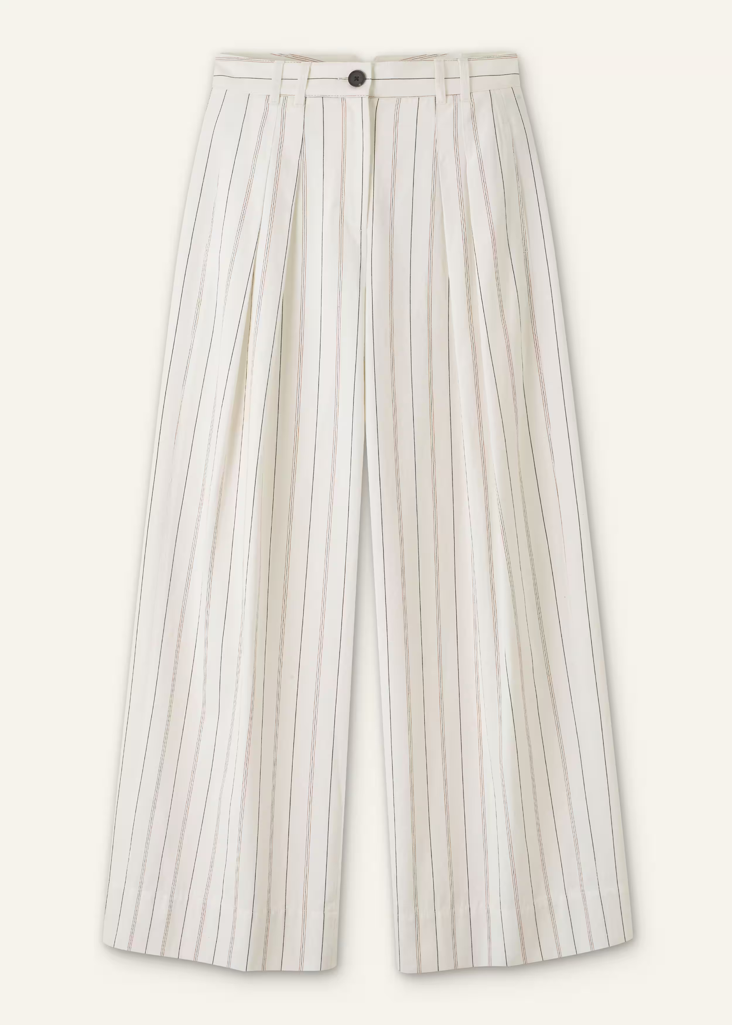 Women's White Multi Stripe Pleat Front Wide-Leg Trouser | ME+EM | ME+EM Global (Excluding US)
