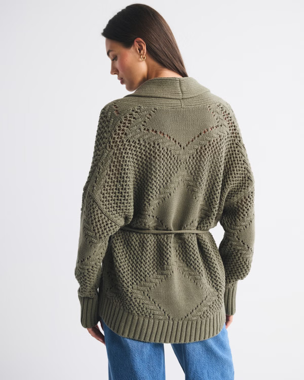 Textural Stitch Belted Cardigan | Abercrombie & Fitch (US)