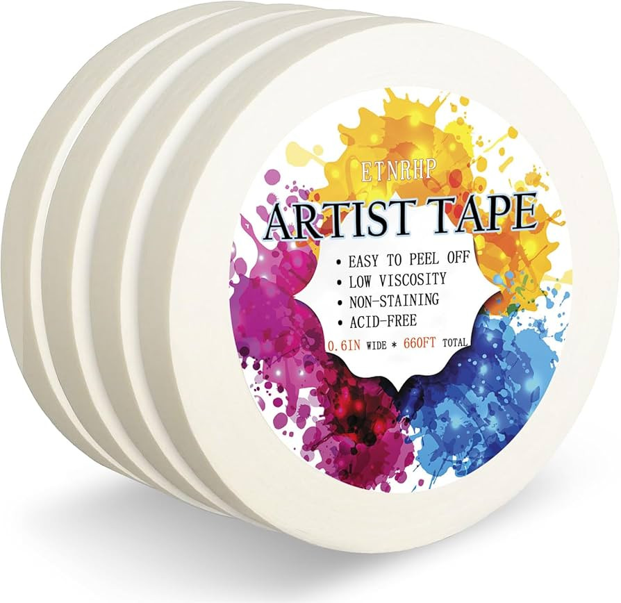 4 Packs White Artist Tape for Watercolor Paper Drafting Art Low Tack Masking Tape Acid Free Paint... | Amazon (US)