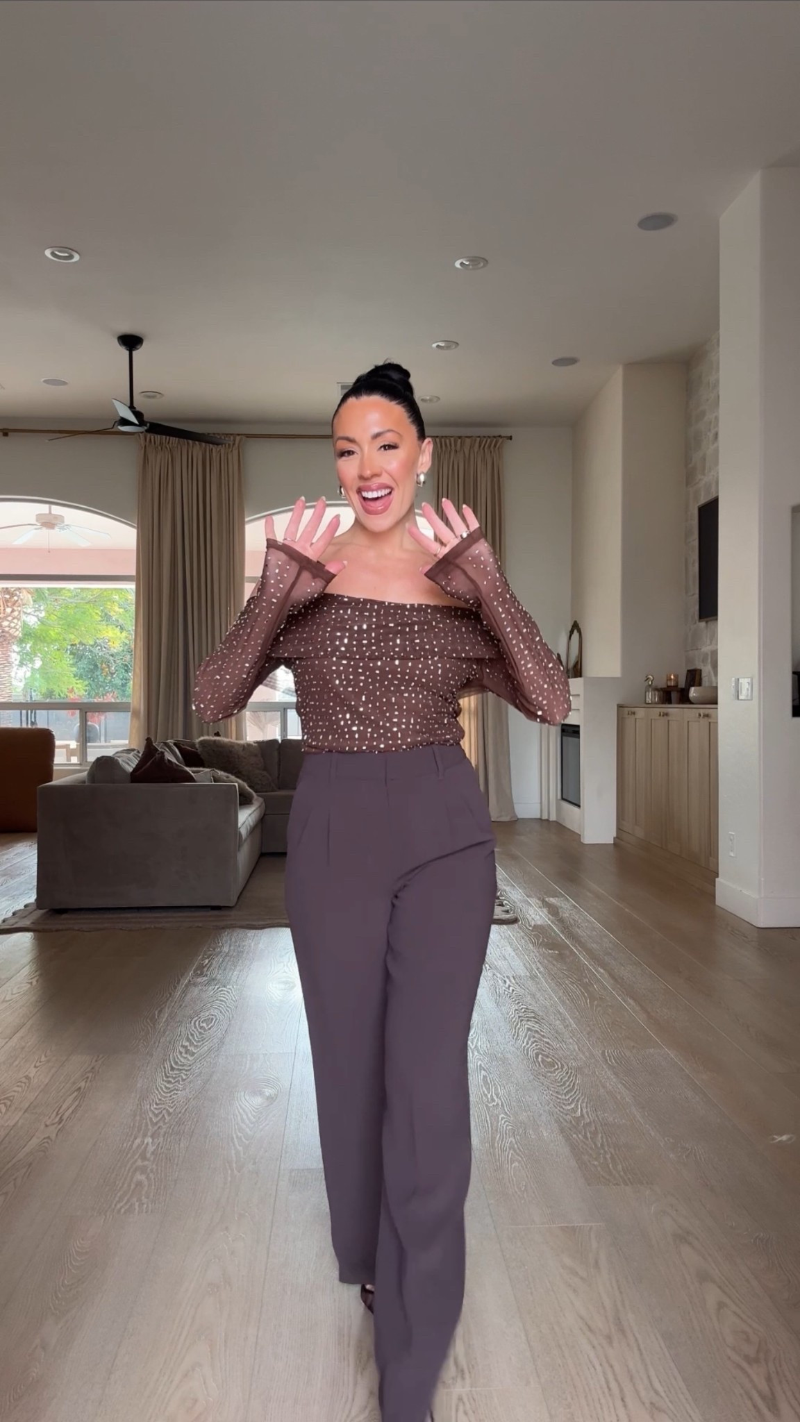 Sharing some Amazon new years outfit inspo // this top is on prime! I am in a size small. My trousers are from Aritizia size 2 

Amazon finds 
Brown outfit 


#LTKFindsUnder50 #LTKSeasonal #LTKWorkwear