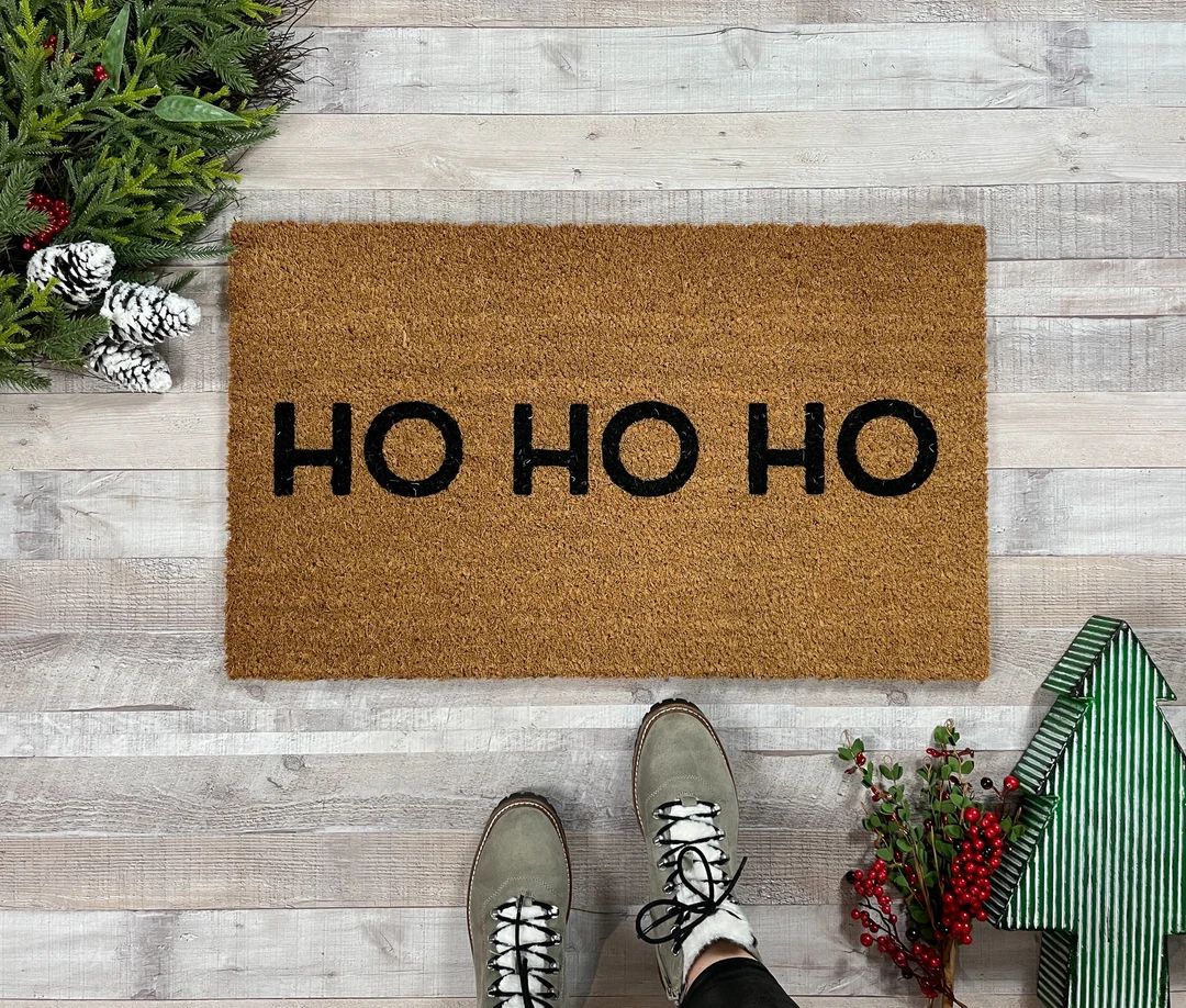 Ho Ho Ho Doormat, Christmas Doormat, Holiday doormat, Holiday Porch Decor, Front door Mat, Santa ... | Etsy (US)