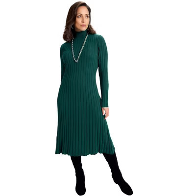Jessica London Mock Neck Midi Sweater Dress - 2X, Emerald Green | Target