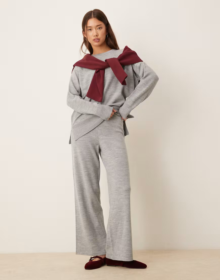 ASOS DESIGN knit structured pants in gray - part of a set | ASOS (Global)